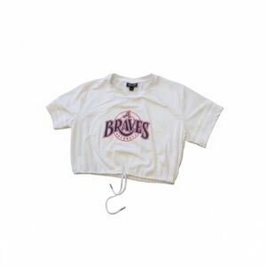 White Braves Crop Top Size Small